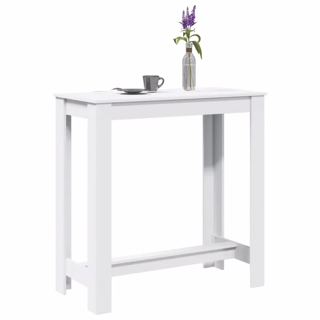 vidaXL Tavolo da Bar Moderno Bianco in Legno Multistrato L: 102 cm, P: 50 cm, H: 103,5 cm
