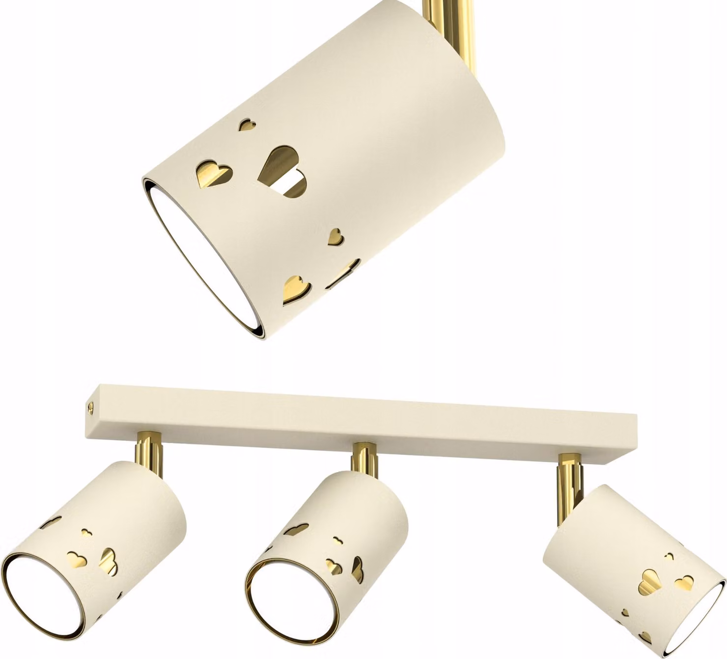 Lampada Da Tetto Per Bambini A Led A Faretto Beige Cuore Ecru Oro Gu10