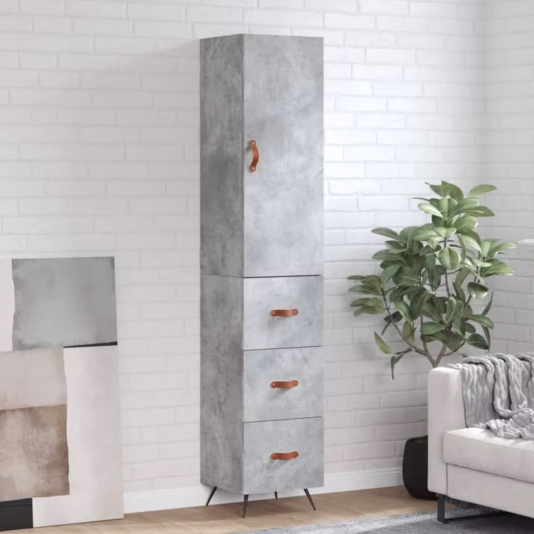Credenza Industrial vidaXL in Legno e Metallo Grigio, L/P/H: 34,5 x 34 x 180 cm