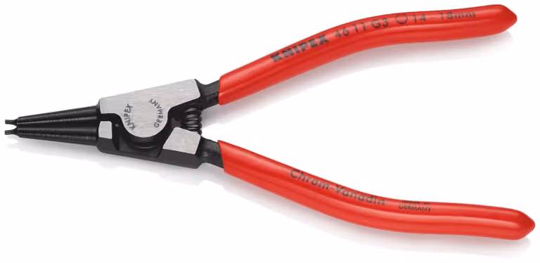 KNIPEX 46 11 G3 Pinza per anelli di sicurezza su alberi con rivestimento in plastica nera atramentata 140 mm