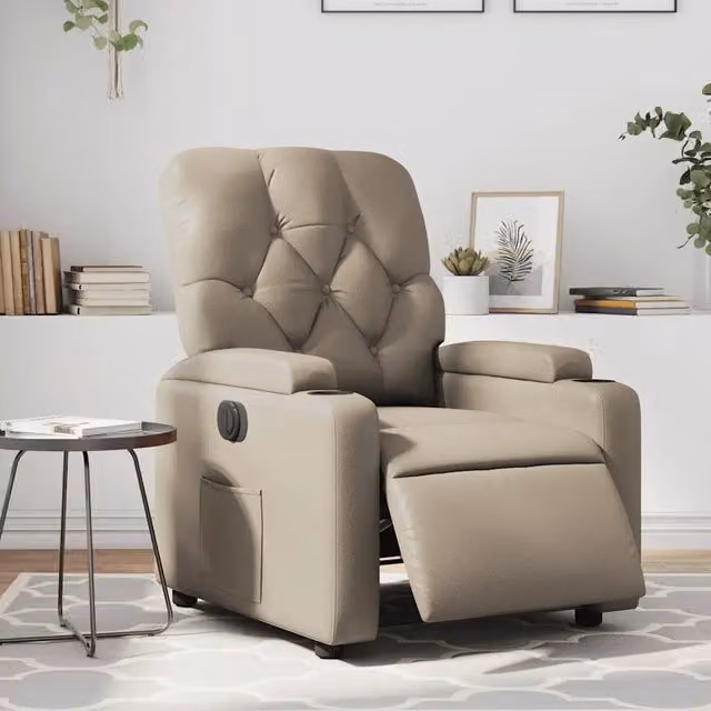 Poltrona Reclinabile Elettrica vidaXL in Similpelle Beige con Braccioli
