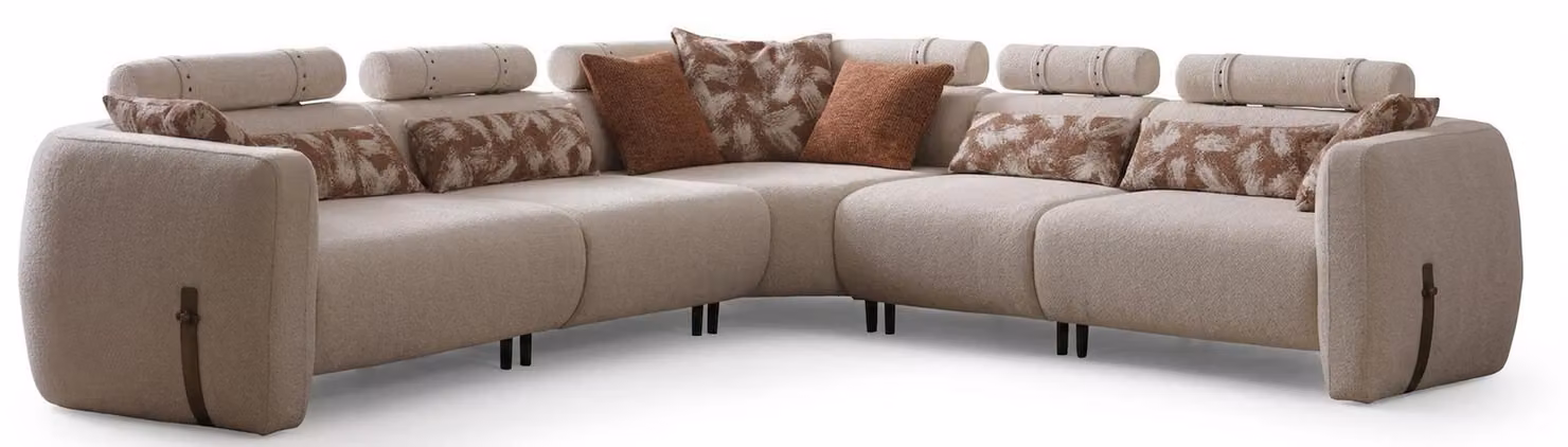 Ecksofa Modern Beige Langlebig Robust Weich Neutral Schlicht