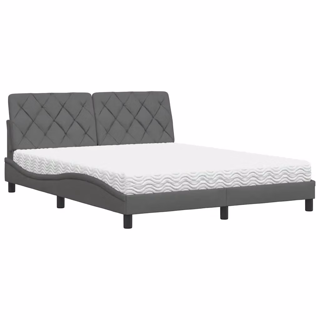 Letto moderno con materasso vidaXL in tessuto grigio e bianco L/P: 160 x 200 cm – 2