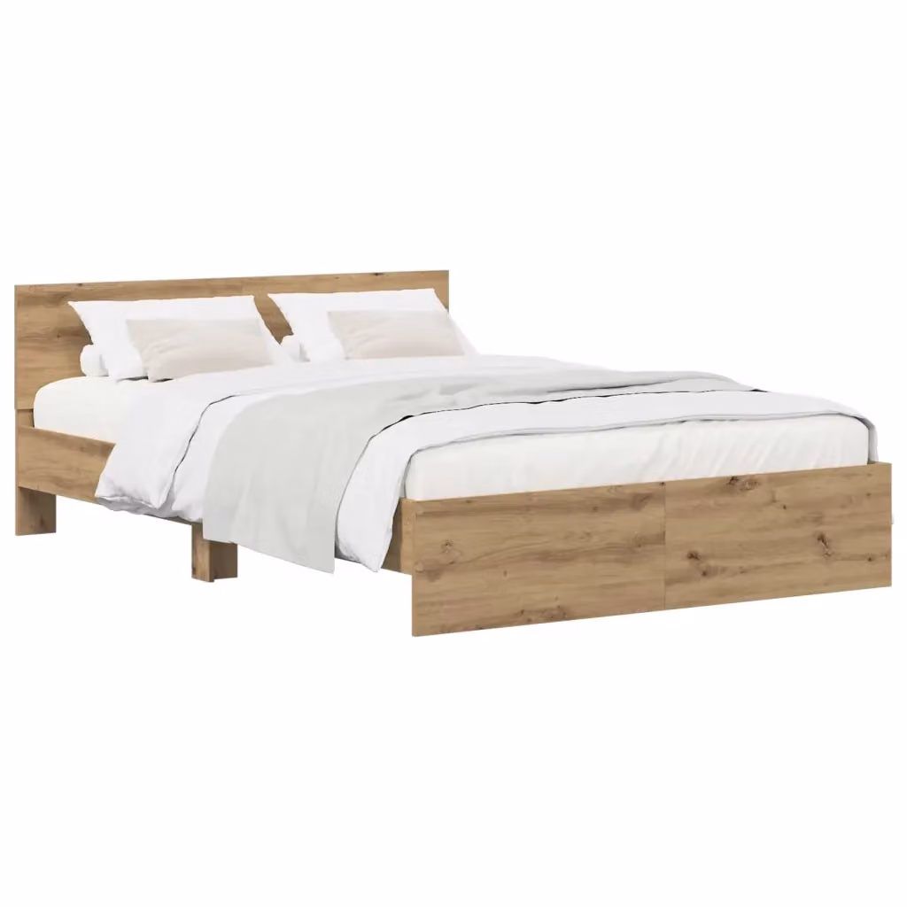 Struttura letto moderna vidaXL in legno color rovere con testata, L/P/H: 160 x 200 x 105 cm – 2