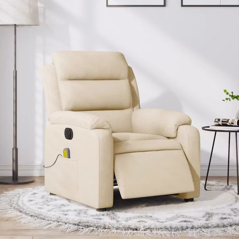 vidaXL Poltrona Reclinabile Massaggiante Elettrica in Tessuto Beige