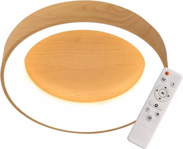 LÚZETE - PLAFONIERA LED 46 W REGOLABILE CON TELECOMANDO EFFETTO LEGNO HARALD