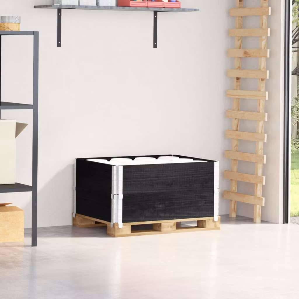 Set di 2 pareti per letto rialzato vidaXL in legno massello di pino, colore nero, L: 80 cm, H: 60 cm