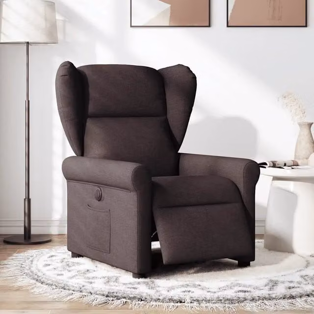 Poltrona Elettrica Reclinabile Marrone Scuro in Tessuto 3303359