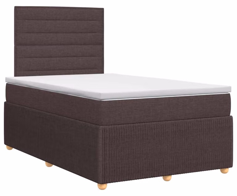 Letto a molle con materasso marrone scuro 120 x 190 cm in tessuto