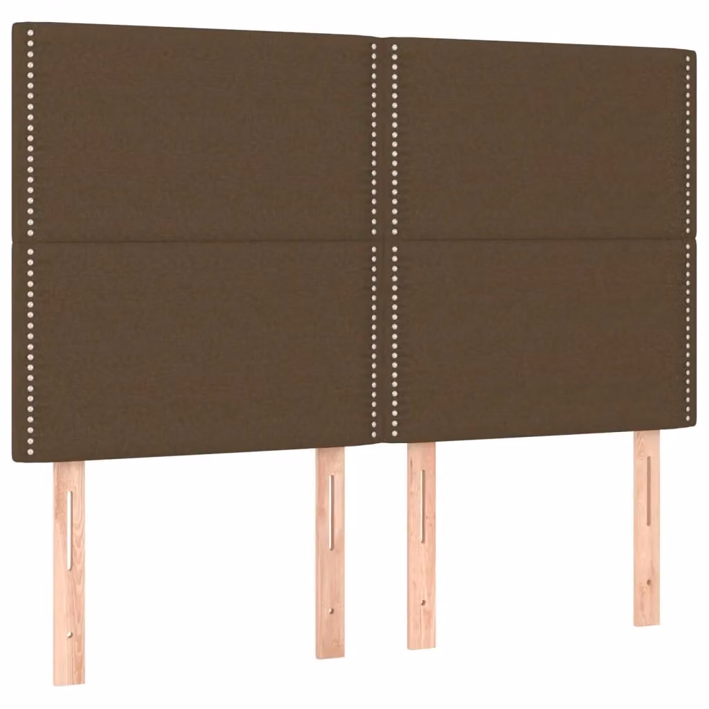 Set di 4 testiere VIDAXL in tessuto marrone scuro con struttura in legno L/P/H: 72 x 5 x 78/88 cm – 2