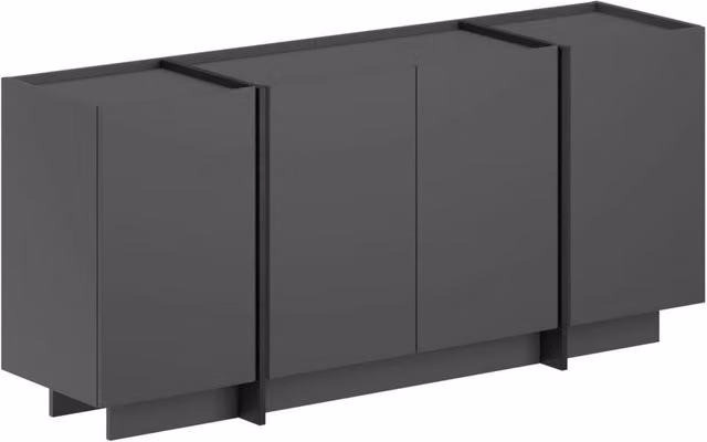 Credenza in legno "Dorma" - 180 x 45 x 80 cm - Antracite / Nero
