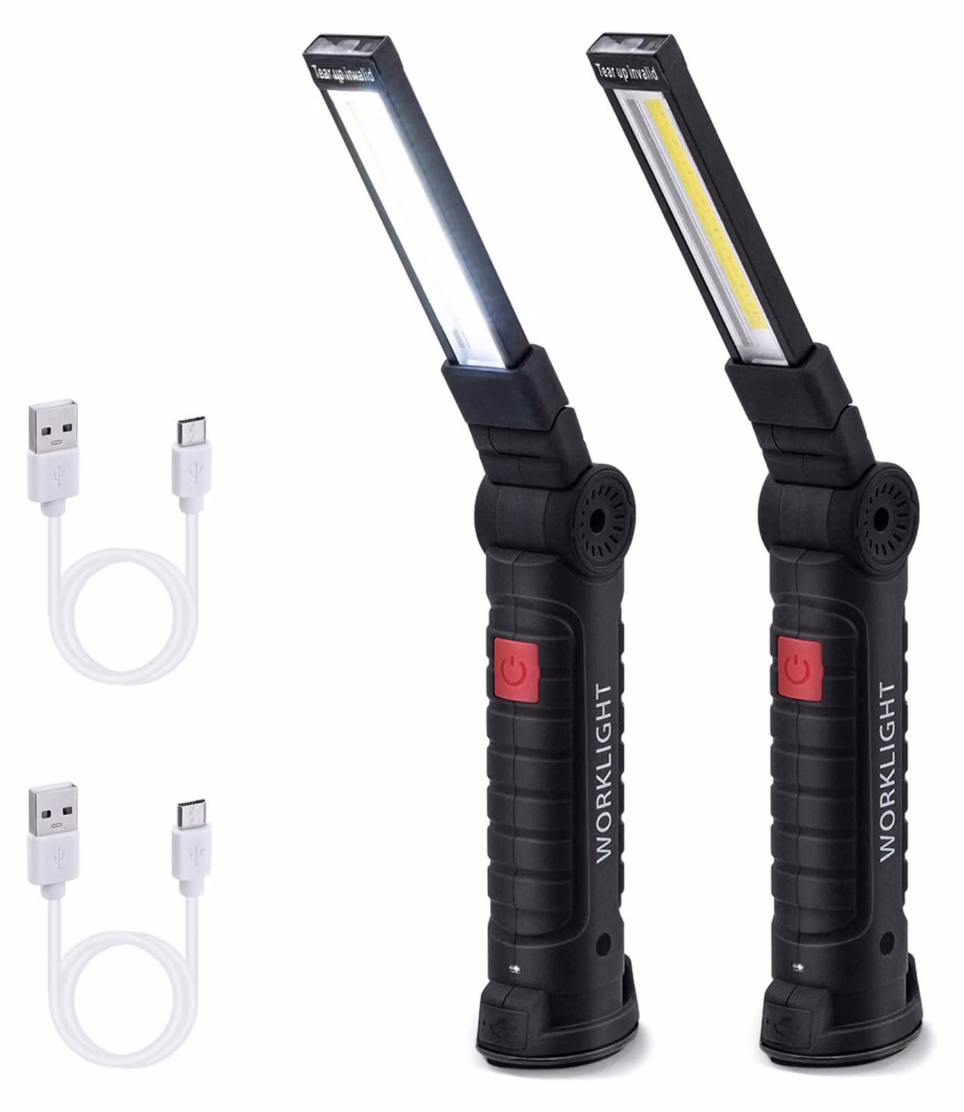 2 Lampade da lavoro ricaricabili, torce LED, lampade da officina con tecnologia COB, dotate di base magnetica
