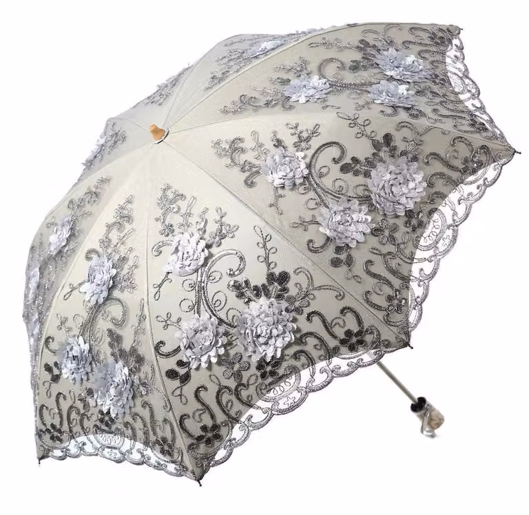 Ombrello pieghevole da donna, colore grigio, con protezione UV, diametro 85 cm