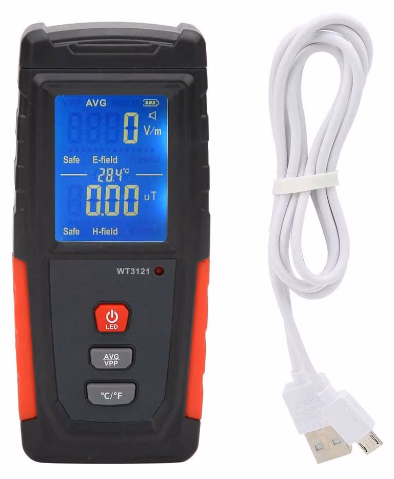 Misuratore di campi elettromagnetici, Trifield, alta precisione, mini, display LCD digitale, rilevatore di radiazioni