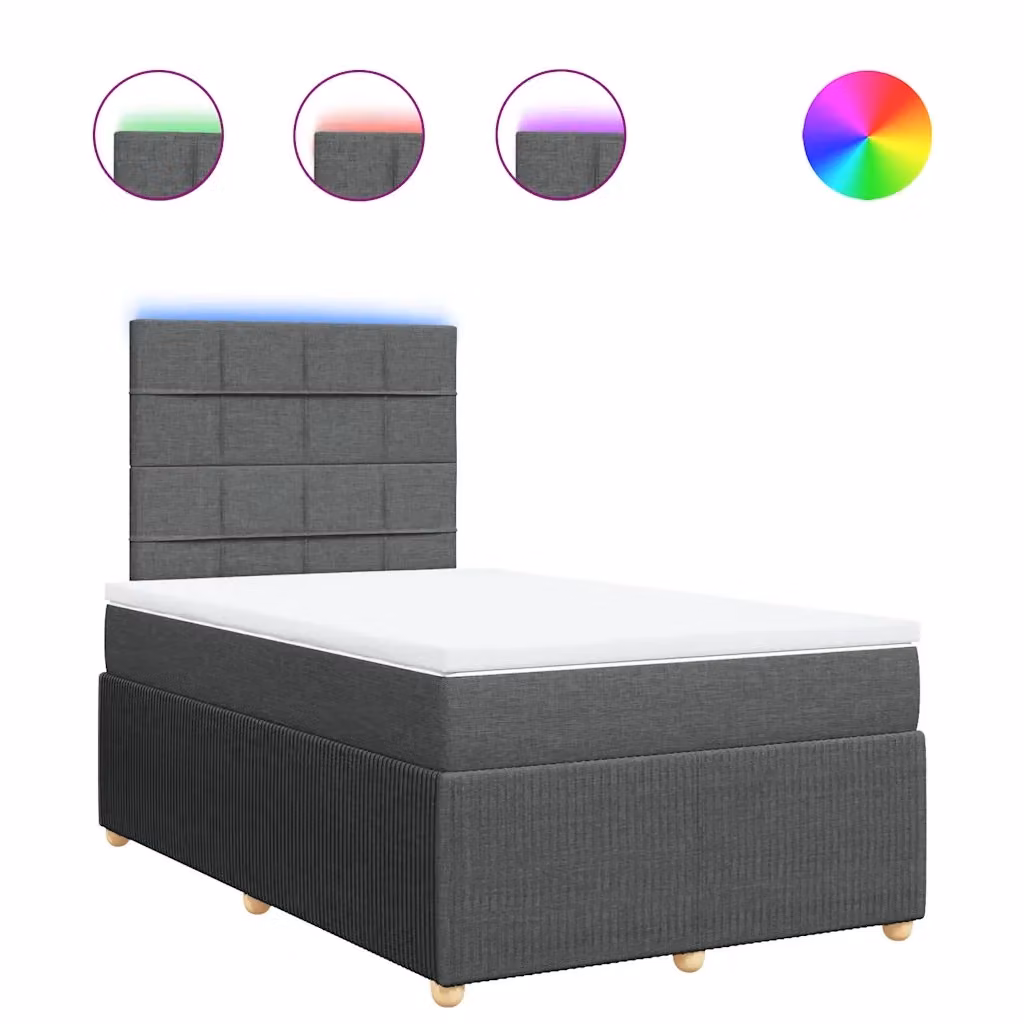 Letto Ibrido con Materasso vidaXL Grigio e Bianco, Struttura in Legno di Pino e Tessuto, L/P/H: 120 x 200 cm – 2