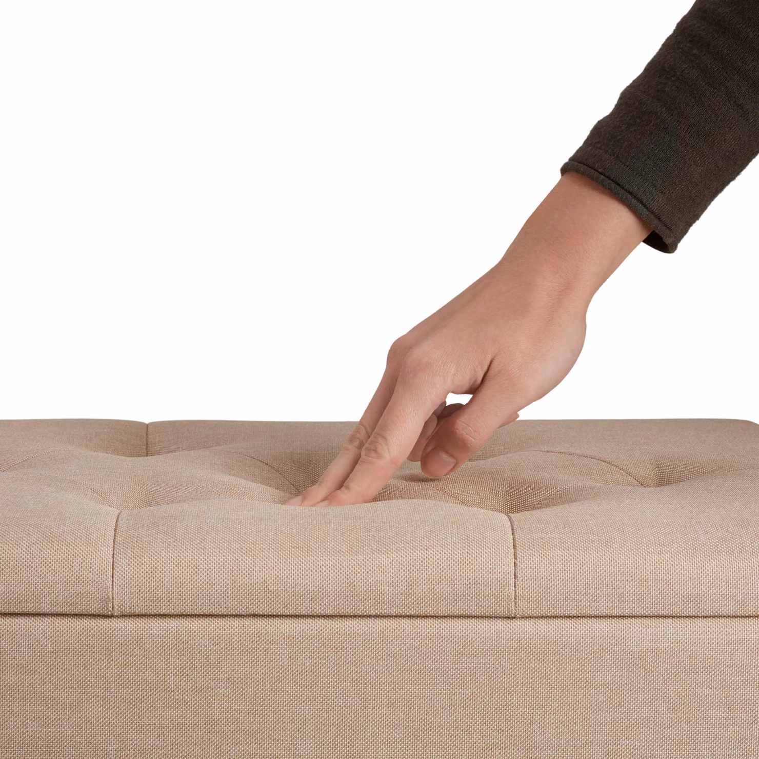 Panchina Ranya tectake colore sabbia con struttura in legno e seduta in tessuto – 1