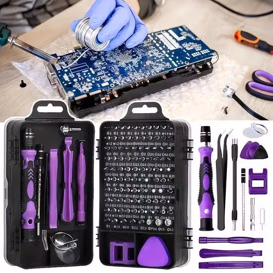 Set di attrezzi universale - Set di riparazione magnetico antiscivolo professionale - Piastra con diverse punte e pinzette - Attrezzi per la riparazione di dispositivi elettronici, telefoni, orologi e auto - Per riparazioni e manutenzioni di precisione