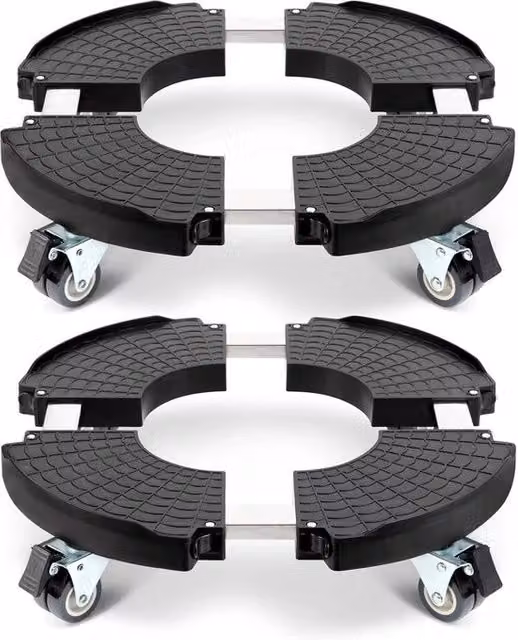 Carrello per piante con ruote - carico pesante - 2 pezzi - nero