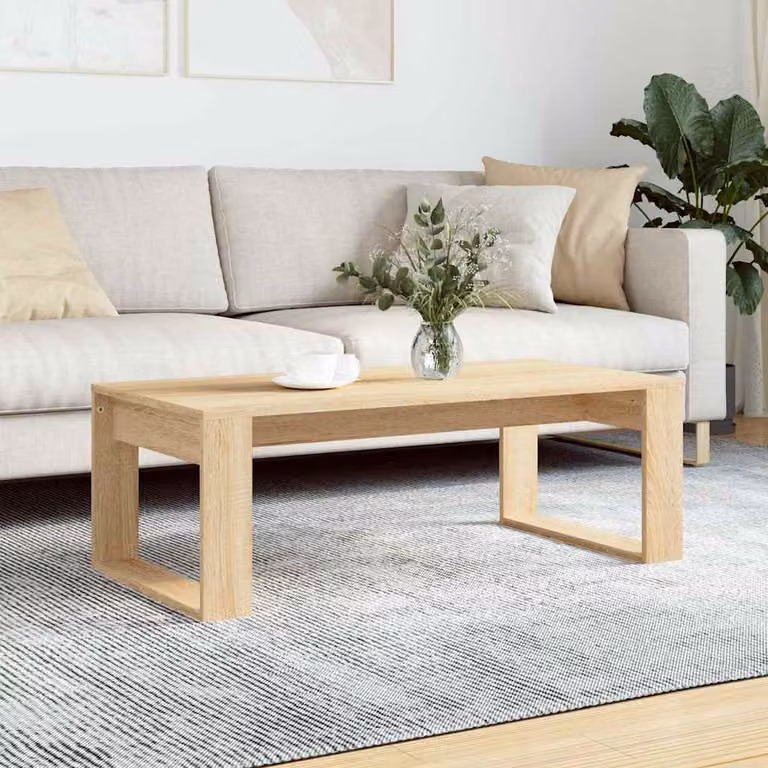 Tavolino da salotto moderno vidaXL in legno multistrato color rovere, L: 102 cm, P: 50 cm, H: 35 cm