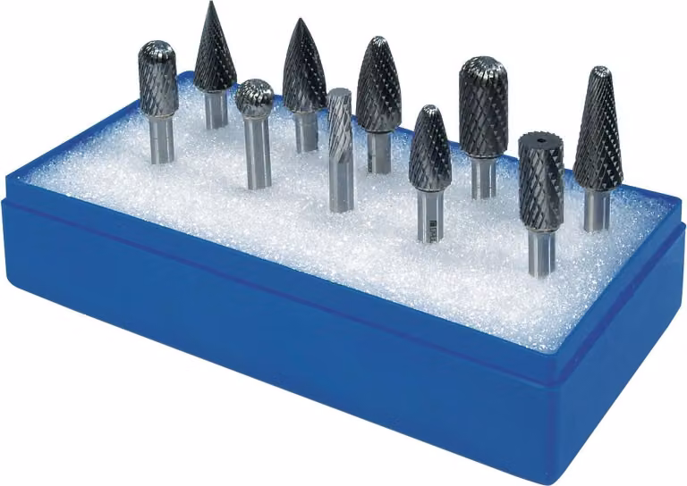 Set di punte da fresatura con gambo da 6 mm, 10 pezzi, in metallo duro, a croce, in custodia di plastica