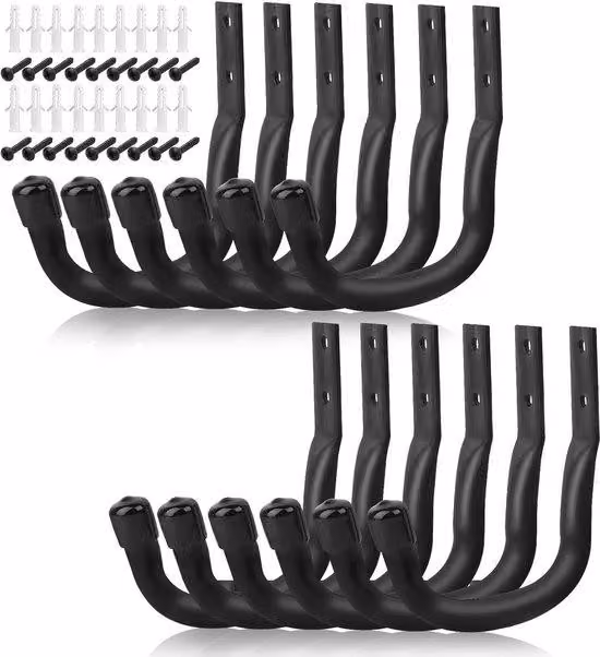 Ganci da garage, set da 12 pezzi, robusti, per attrezzi da giardino, scarpe, corde