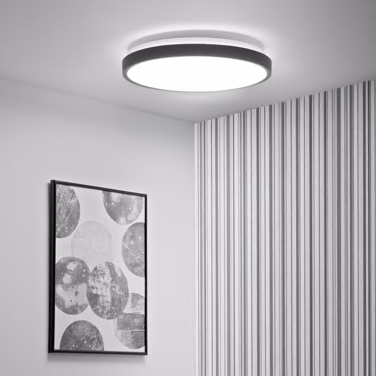 LUMILED LED lampada da soffitto 36W 3820 Lm plafoniera 4000K bianco neutro 41cm bianco rotondo moderno anello nero per soggiorno camera dei bambini, camera da letto