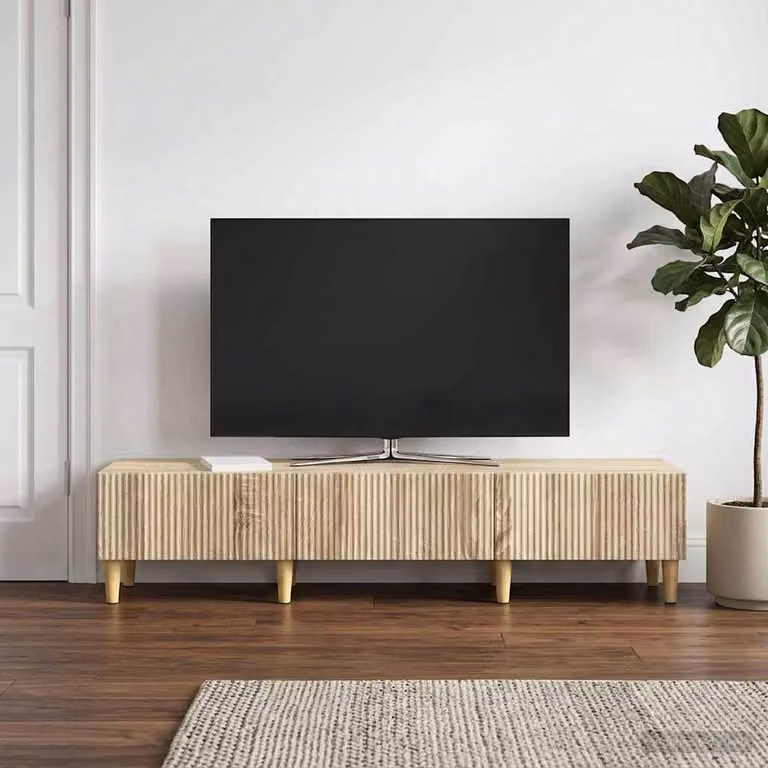 Mobile TV vidaXL in legno ingegnerizzato color rovere sonoma con ruote, L 147 x P 34,5 x H 30 cm