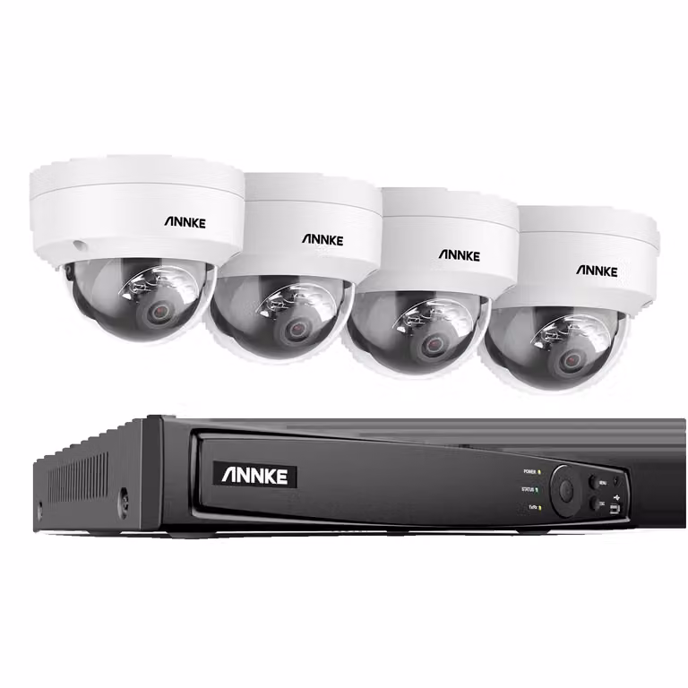 Sistema di sicurezza video di rete 8 canali, risoluzione Ultra HD 4K, 8 telecamere con visione notturna da 8MP, kit composto da 8 canali NVR e 4 telecamere. Nessun altro componente incluso