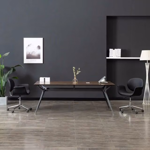Sedia da Pranzo Girevole Moderna vidaXL in Similpelle Nero con Ruote – 1