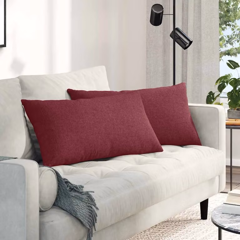 Set di 2 cuscini da divano vidaXL in tessuto rosso, forma rettangolare, L 80 x P 40 x H 40 cm