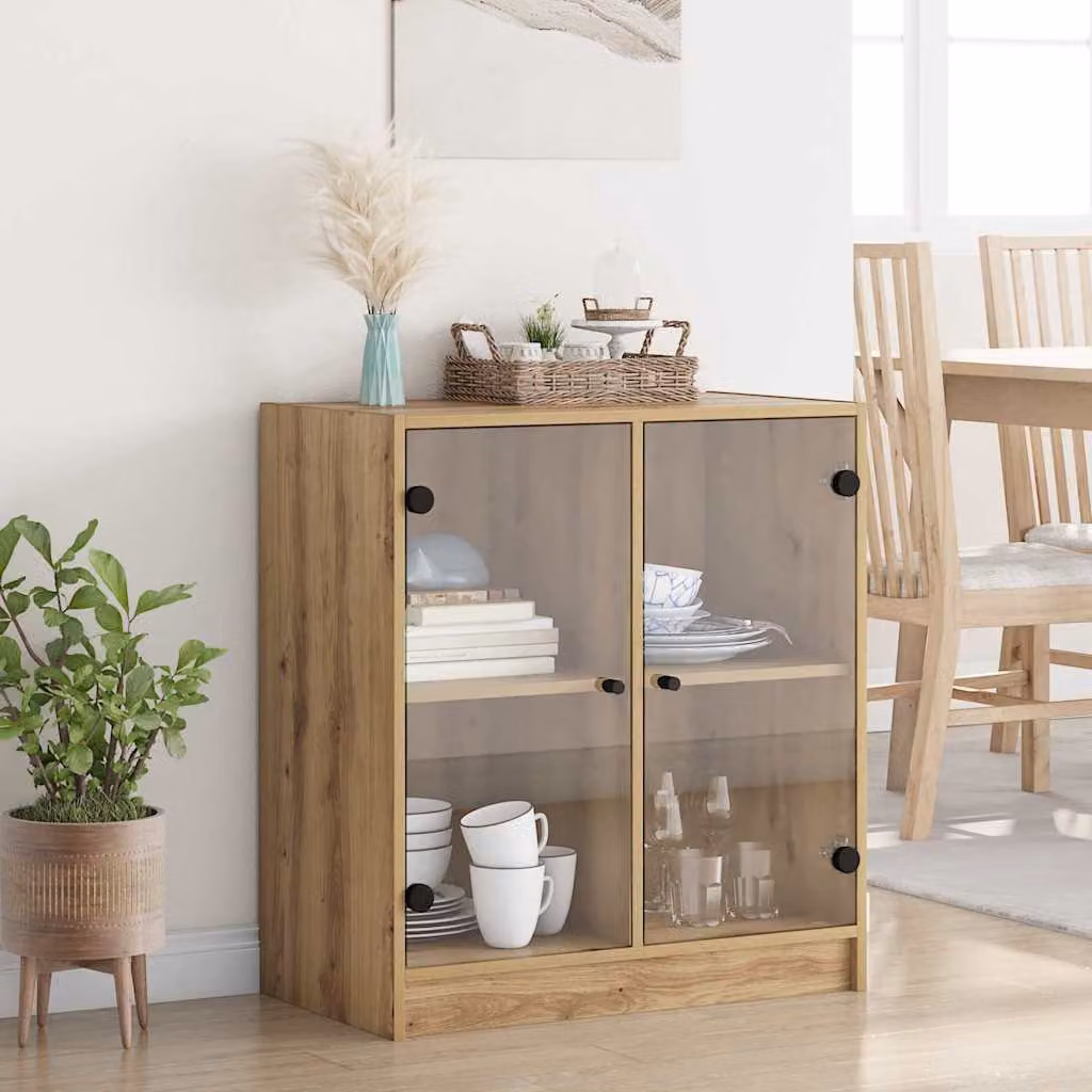 Mobile laterale vidaXL in rovere artigianale marrone L: 68 cm, P: 37 cm, H: 75,5 cm