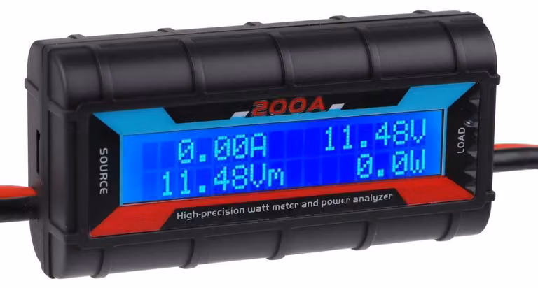 Analizzatore di potenza da 200 A con retroilluminazione LCD e monitoraggio della batteria