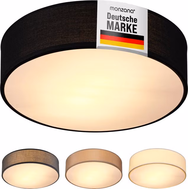 Lampadario a soffitto moderno Monzana in tessuto e metallo nero Ø30 cm