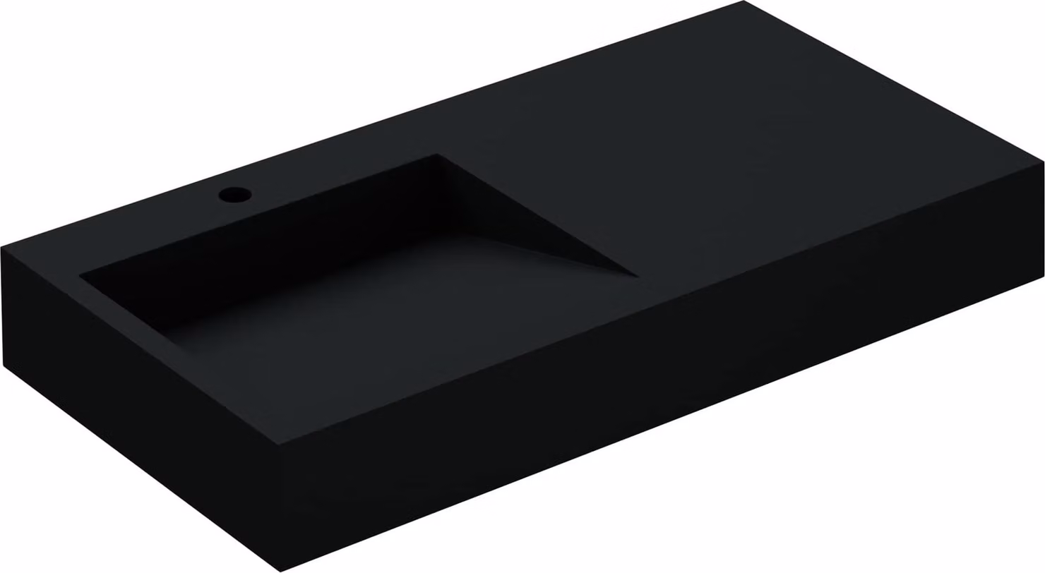 Lavabo Col11, 100x50x13 cm, finitura opaca antracite, materiale composito minerale