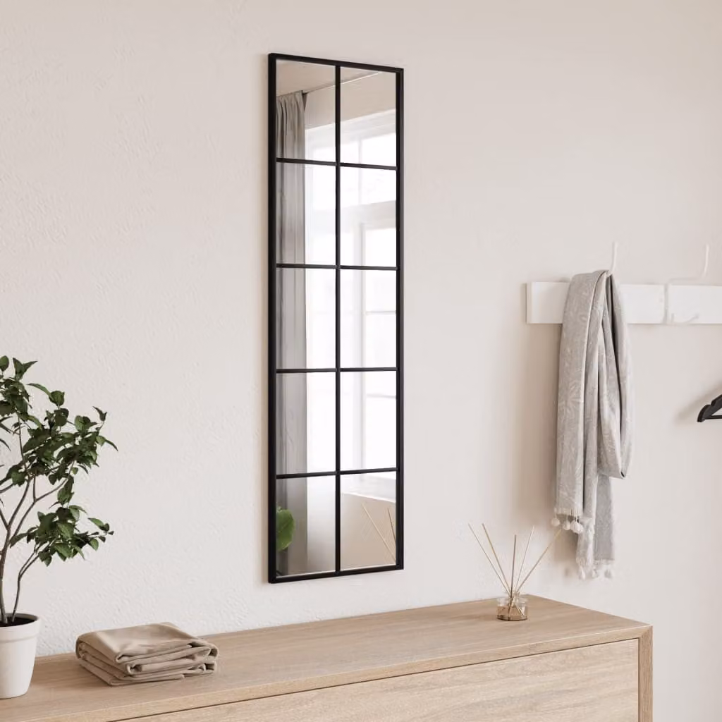 Specchio da parete rettangolare vidaXL in metallo e vetro nero L: 100 cm, H: 30 cm