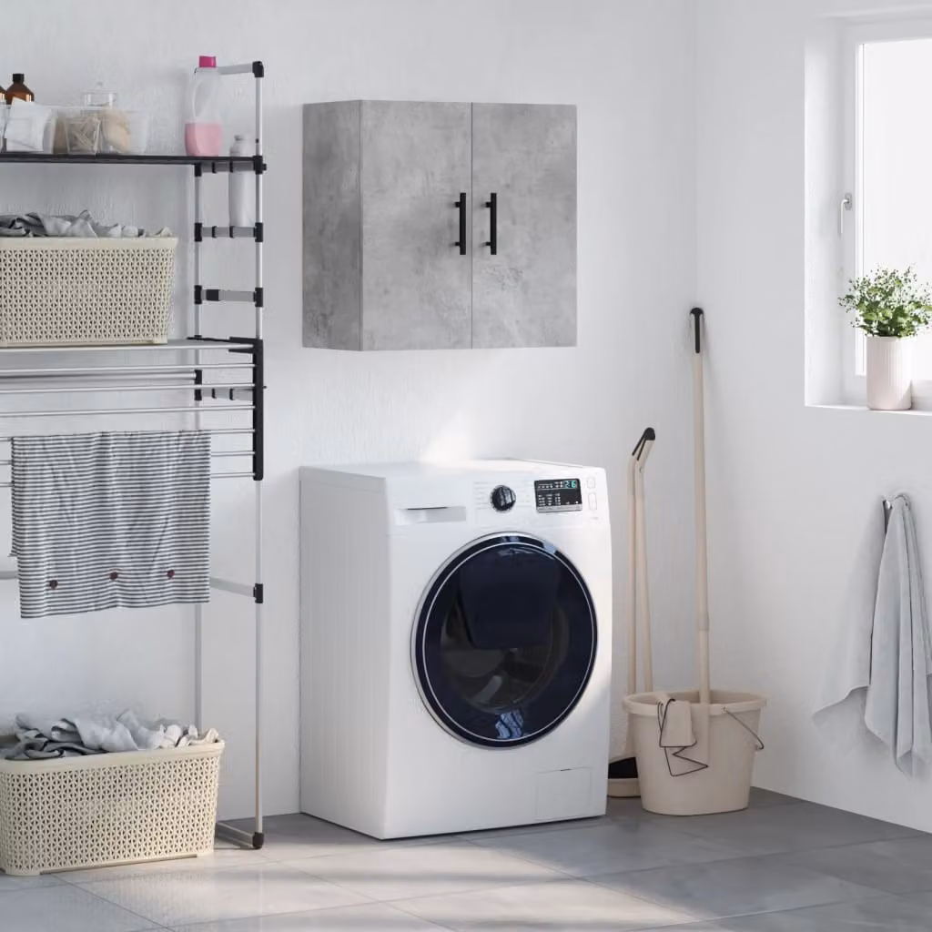 Mobile a parete vidaXL in legno multistrato e MDF, colore grigio cemento, L 60 cm x P 31 cm x H 60 cm