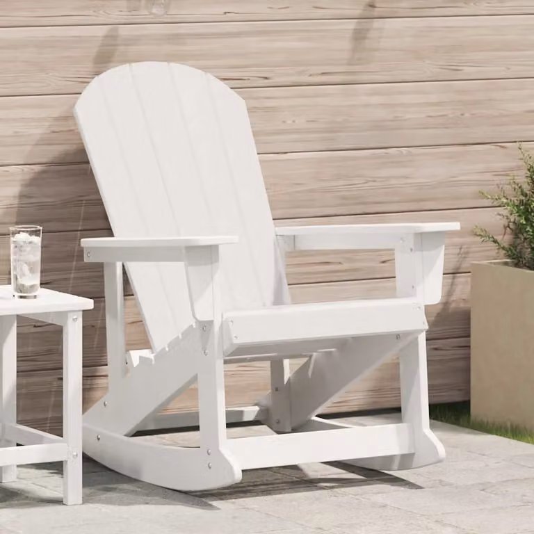 vidaXL Poltrona a dondolo Adirondack Bianco HDPE