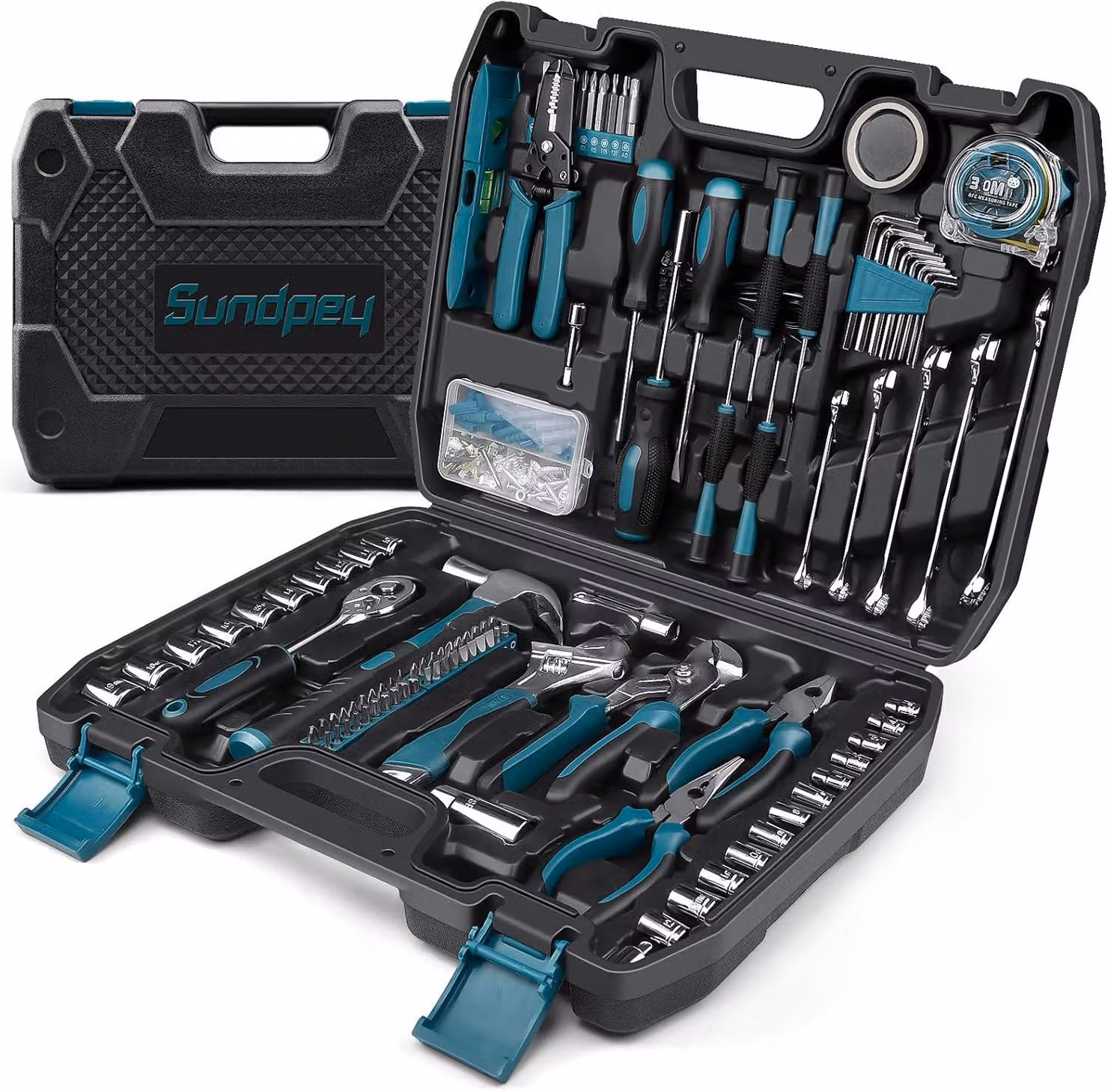 Valigetta degli attrezzi da 281 pezzi, set completo di utensili, portatile, per uso domestico e automobilistico