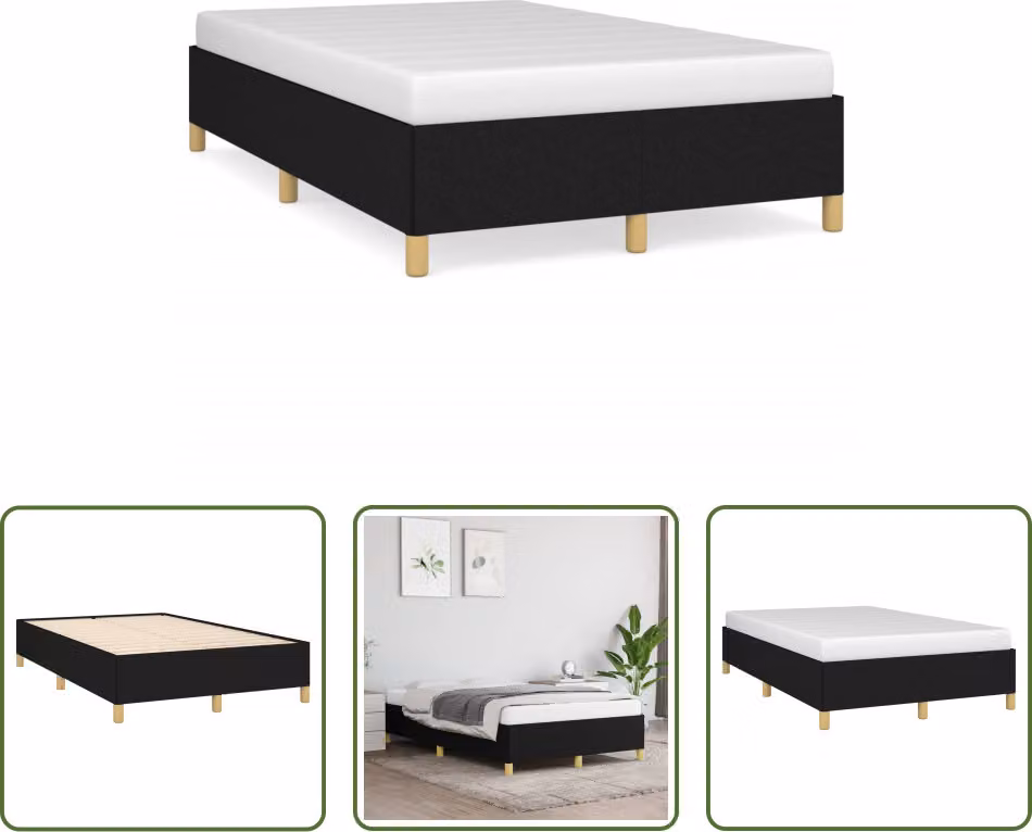 Struttura letto The Living Store in tessuto nero 120x190 cm