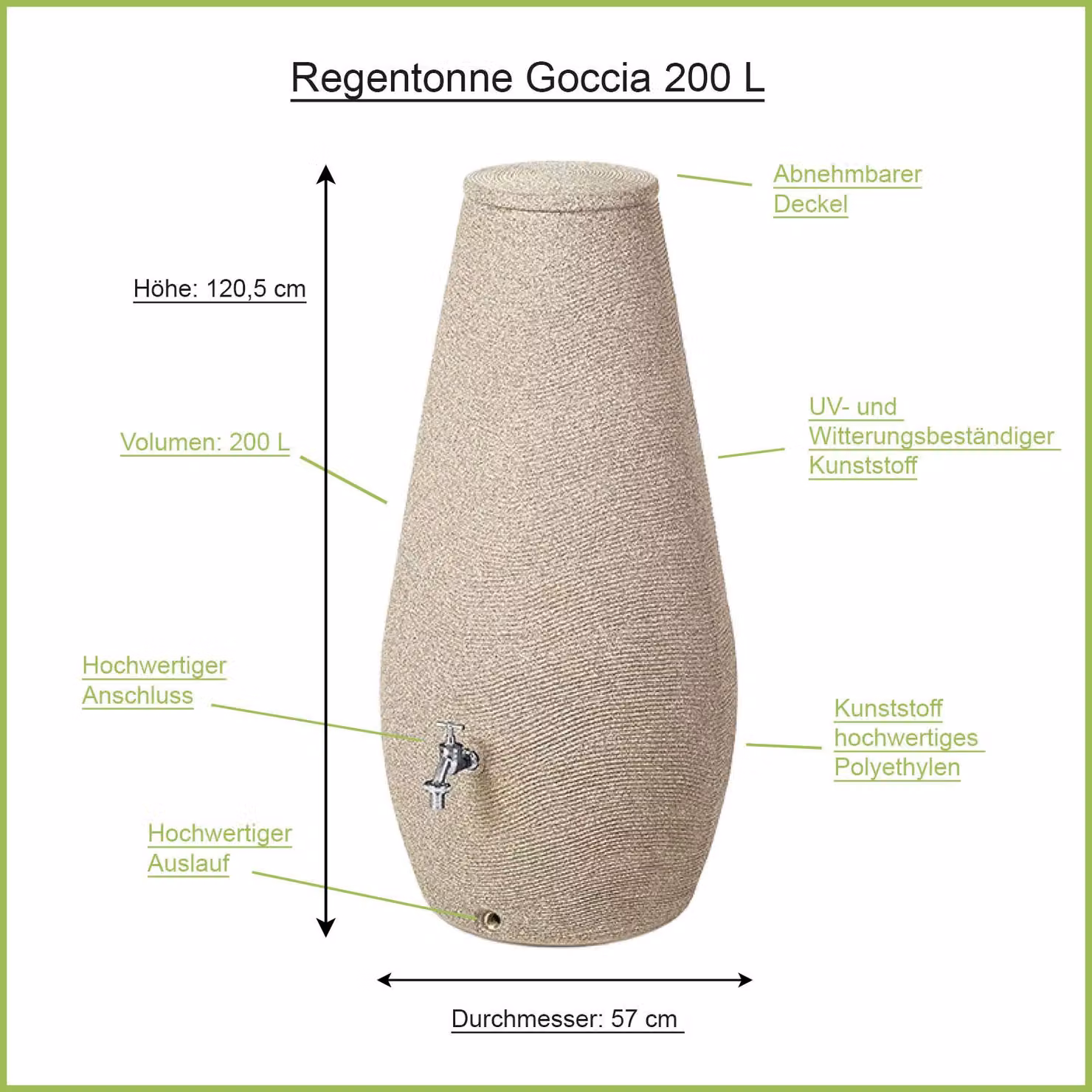 Barile per pioggia in pietra arenaria GOCCIA 200 litri