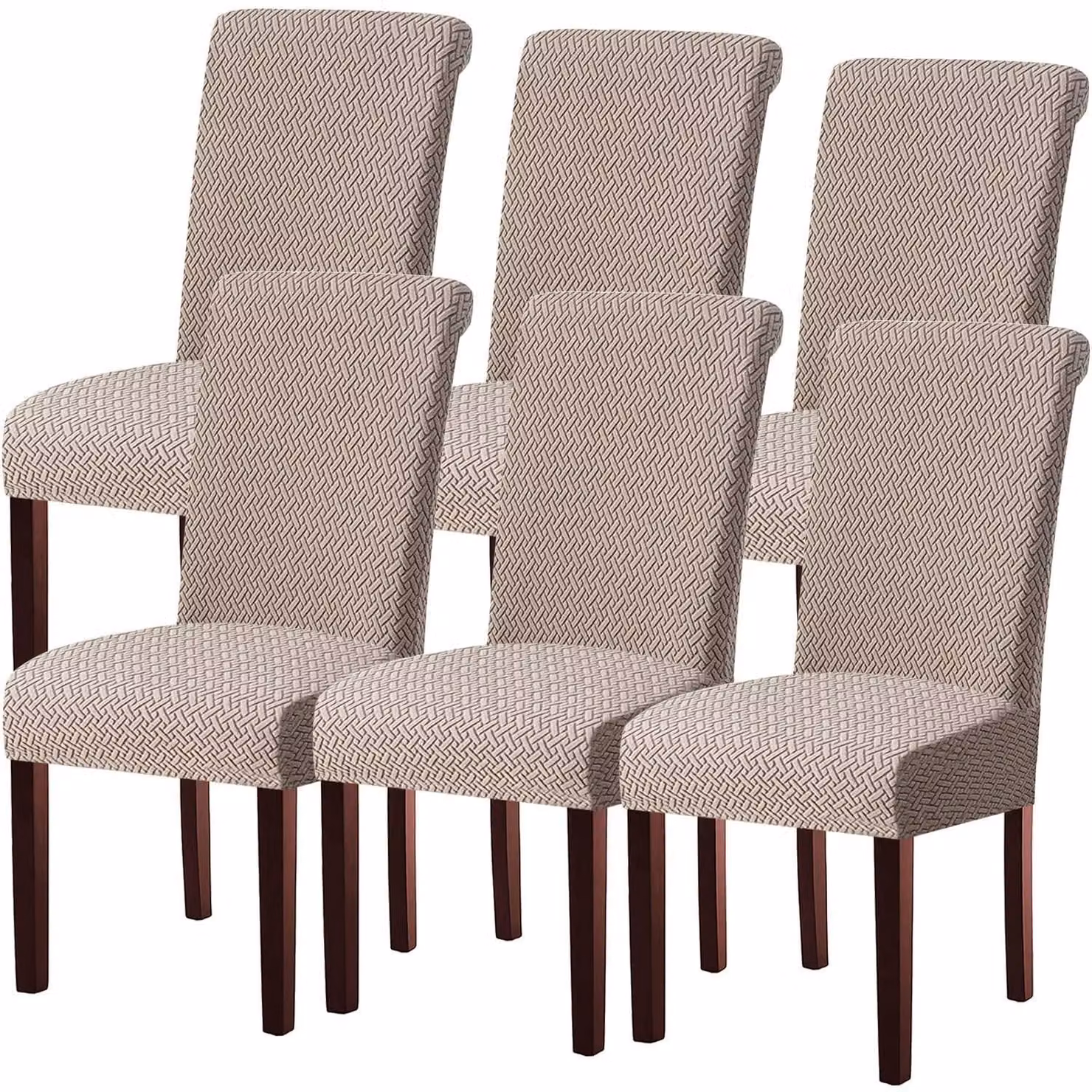 Copri sedie, set da 6, color kaki, elasticizzati, lavabili, universali, adatti a sedie a dondolo