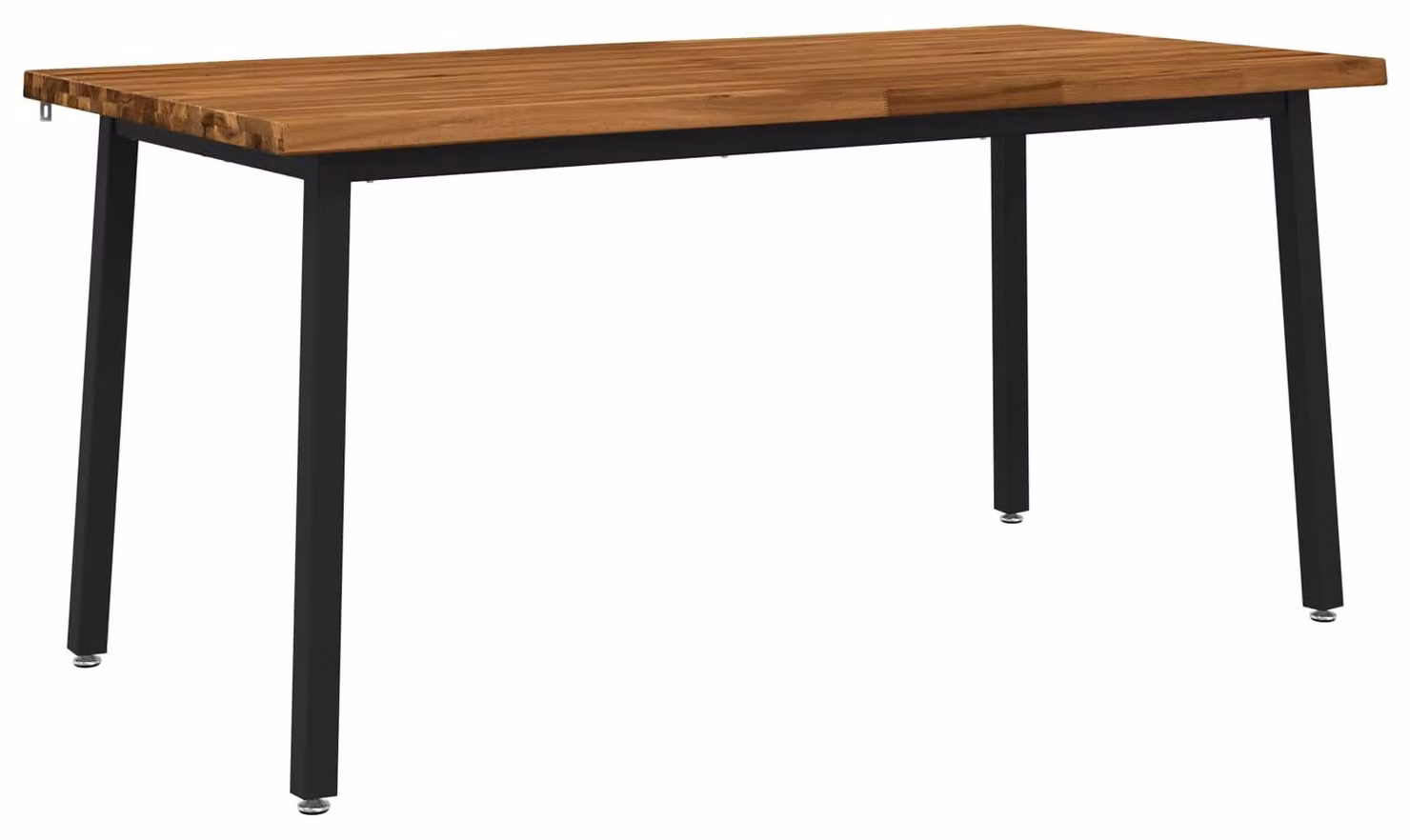 Tavolo da pranzo con piano in legno massello di acacia, bordi naturali, dimensioni 160 x 70 x 75 cm