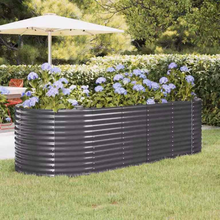 Letto da giardino rialzato vidaXL in acciaio zincato colore antracite L: 249 cm, P: 100 cm, H: 68 cm