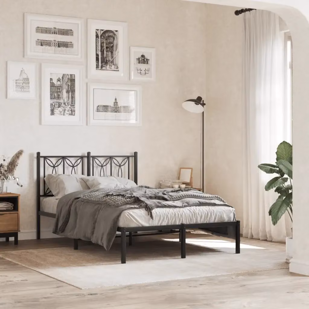 Letto matrimoniale con testiera in metallo nero e struttura a doghe fisse L/P/H: 120 x 200 x 90 cm – 2