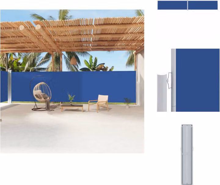 vidaXL Tenda laterale estensibile blu 200x1200 cm - Ombrelloni e tende da sole