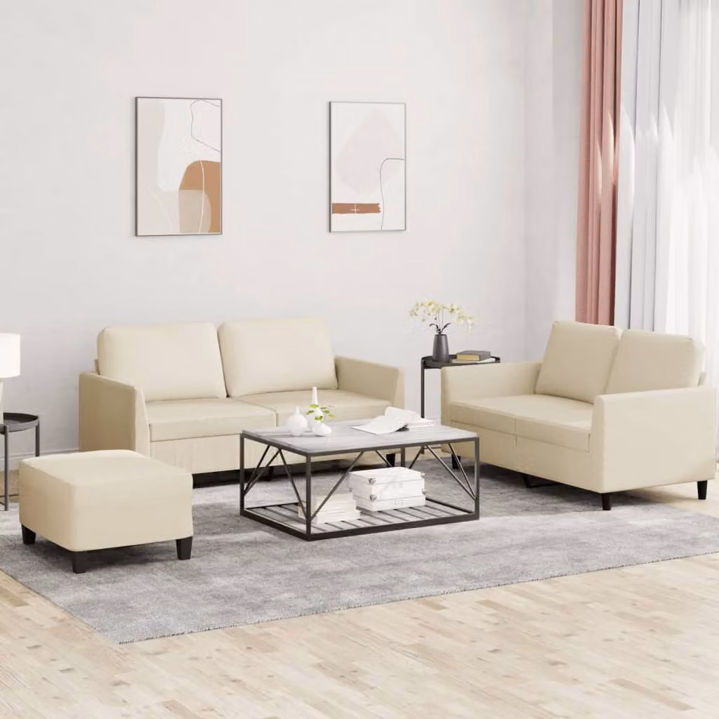 Maison Exclusive - Set divano 3 pezzi con cuscini in ecopelle color crema