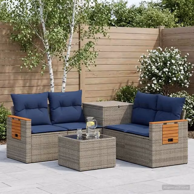 Set di divani 6 pz Grigio e Blu Navy 55 x 55 x 37 cm 3447667