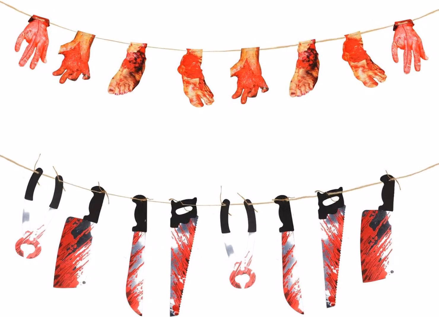 Ghirlanda Banner Halloween Decorazione Sangue Coltello Mano 2,4 m 2 pz