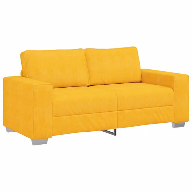 Divano | Divano da soggiorno | Sofa Divanetto Giallo Chiaro 180x77x82cm Tessuto di Velluto a Coste