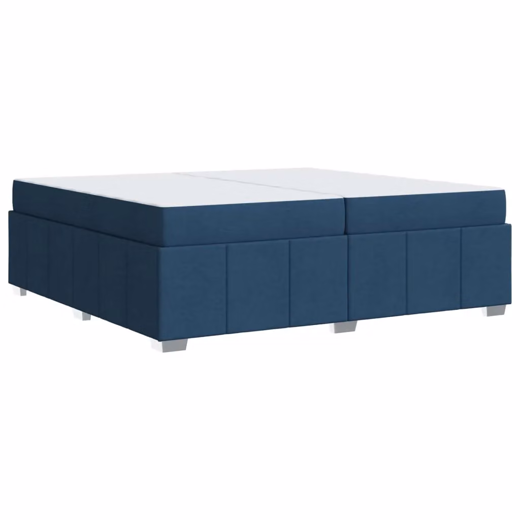 Letto matrimoniale con struttura imbottita e materasso vidaXL in tessuto blu 200 x 200 cm – 2